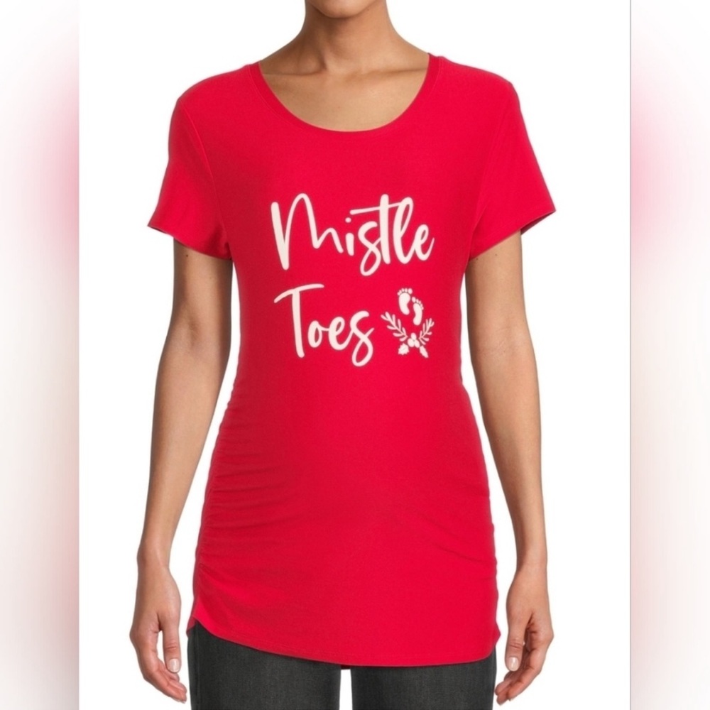 👶🏼Mistle Toes Maternity  Holiday Christmas Top  Shirt Medium NWT👶🏼